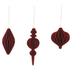 Paper Glittered Ornaments, Red