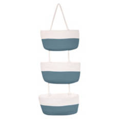 3 Tier Hanging Basket, Blue & White