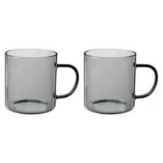 2 Pack Grey Glass Coffee Mugs