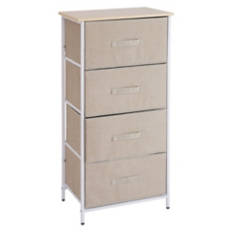 White with 4 Beige Drawers Tower Organizer