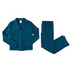 Ladies Flannel Pajama Set - Navy Blue, L