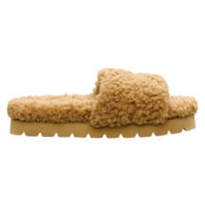 Ladies Open Toe Slippers - Tan, 10