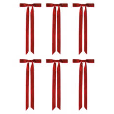 Velvet Clip on Bow Ornaments - Ruby Red
