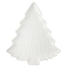 Festive Stoneware Platter with Embossed White Tree