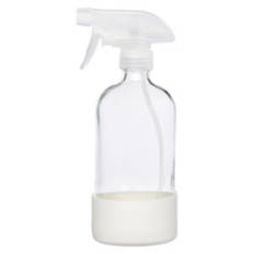 Clear Glass Spray Bottle, White