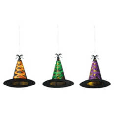 3 Pack LED Floating Witch Hats, Ribbon