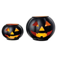 2 Pack LED Metal Jack O Lanterns, Black