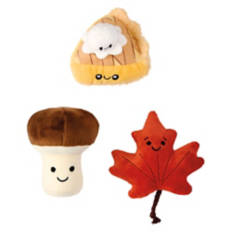 3 Pack Fall Catnip Plush Toys - Mushroom, Cake & Maple Leaf
