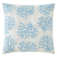 Coastal Decorative Pillow - Blue Coral Embroidered