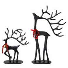 2 Piece Dramatic Sculpted Reindeer, Black