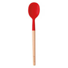 Beechwood & Silicone Solid Spoon, Red