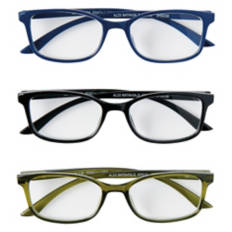 3 Pack Men's Reading Glasses - Black/Green/Blue, 1.5