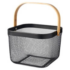 2 Pack Small Metal Storage Baskets, Black