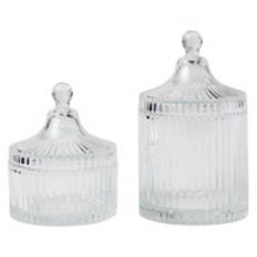 2 Piece Apothecary Glass Jar - Ribbed