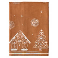 60" x 104" Holiday Cotton Tablecloth - Gingerbread  Tablecloth