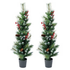 3' Tall Flocked Potted Trees, 2 pack