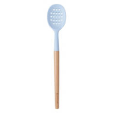 Beechwood & Silicone Slotted Spoon, Light Blue
