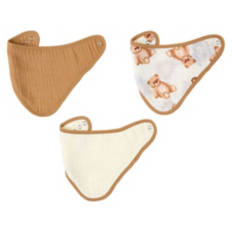 3 Pack Muslin Bandana Bib  - Bear