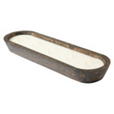 Rustic Carved Wood Candle - Dark Vanilla & Sandalwood