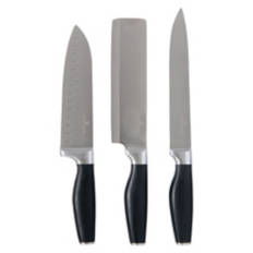 3 Pack Asian Knife Set -  Black Handle