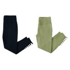 2 Pack Ladies Capri Leggings - Black/Green, M