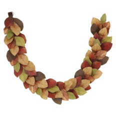 72" Long Fall Harvest Garland with Faux Magnolia Leaves
