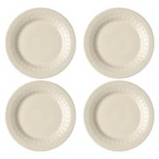4 Pack Embossed Dinnerware Plates, Off White