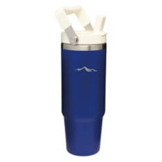 30 oz Stainless Steel Flip Top Straw Tumbler, Navy/White