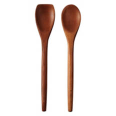 2 Piece Acacia Wood Kitchen Spoons Set, Brown