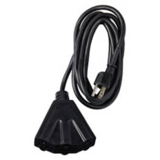 3 Outlets Fanned Outdoor Power Cord - 8 Feet, Black