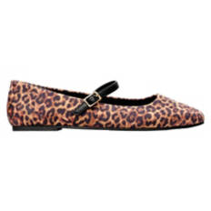 Ladies Mary Jane Flats - Leopard, 8