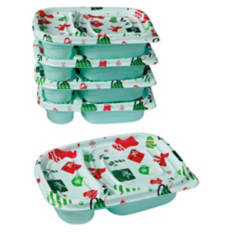 5 Pack Holiday Divided Food Storage Containers - Christmas