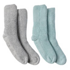 2 Pack Ladies Brushed Socks, Grey/Blue