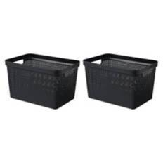 2 Pack Medium Storage Baskets, Black