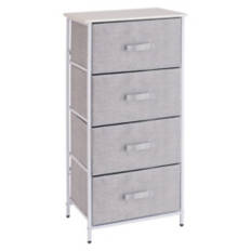 White with 4 Gray Drawers Tower Organizer