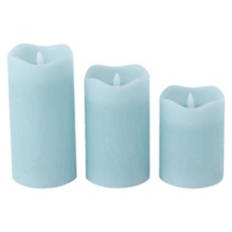 3 Piece LED Pastel Candle Set, Blue