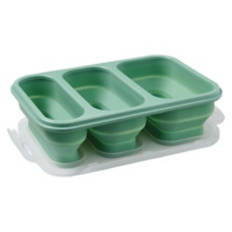3 Compartment Collapsible Food Storage Box, Green