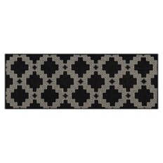 26" x 72" Flatweave Runner - Black Geometric
