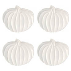 4 Pack Fall Appetizer Plates - White Pumpkin