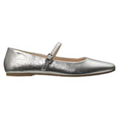 Ladies Mary Jane Flats - Silver, 10
