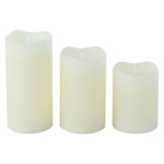3 Piece LED Pastel Candle Set, Cream