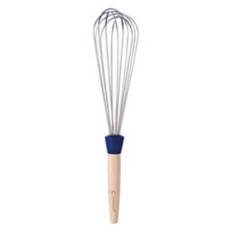 Beechwood & Silicone Whisk, Navy Blue