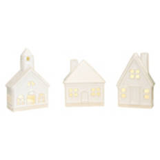 3 Pack LED Ceramic Houses
