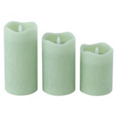 3 Piece LED Pastel Candle Set, Green