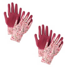 2 Pack Latex Gardening Gloves - Pink, M