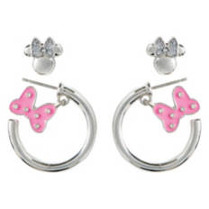 Minnie Character Huggie Earrings, Silver