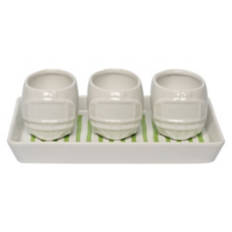 Ceramic Helmet Bowls with Serving Tray