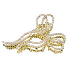 Valentines Day Accessories - Pearl Bow Claw Clip