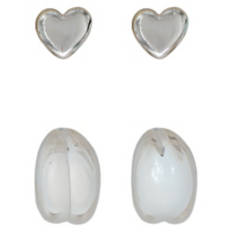 2 Pack Valentines Jewelry - Silver Earrings