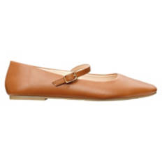 Ladies Mary Jane Flats - Beige, 10